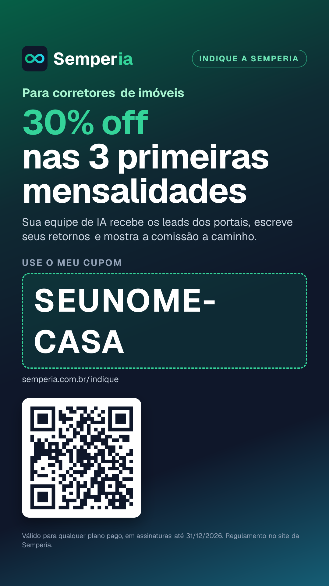Arte de exemplo para os stories, com o mesmo cupom